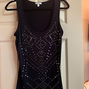 Cache Black Embellished Tank Top sz M